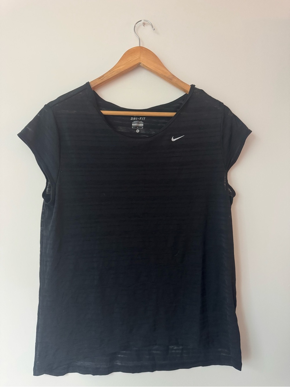 Nike Dri-FIT Burnout Short Sleeve Running Athletic Top Shirt Black Medium M